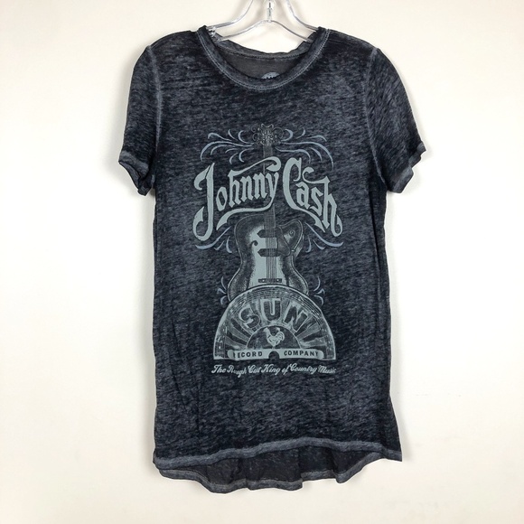 Sun Records Company Tops - SUN RECORDS COMPANY Johnny Cash grey burn out music tee t-shirt